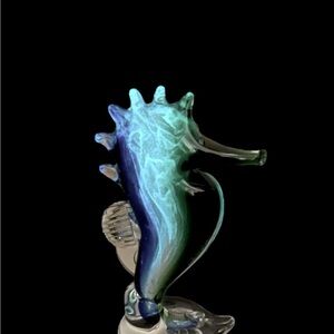 Unique Dynasty Gallery Blue Green Glow In the Dark Seahorse Paper Weight